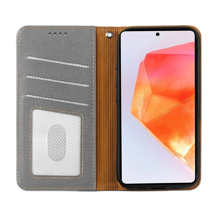 For Samsung Galaxy A15 4G / 5G Case Wallet RFID Blocking Leather Phone Cover Strong Magnetic Closure - Grey - 2