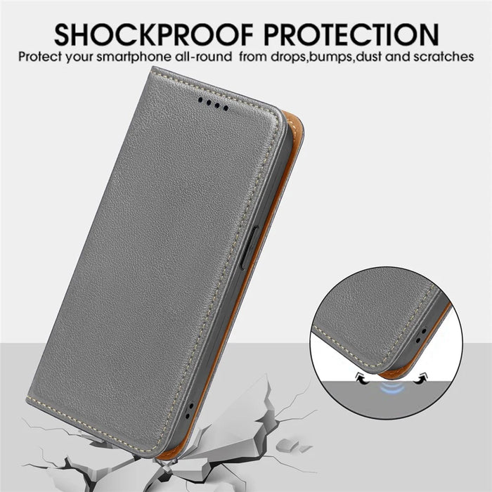 For Samsung Galaxy A15 4G / 5G Case Wallet RFID Blocking Leather Phone Cover Strong Magnetic Closure - Grey - 5