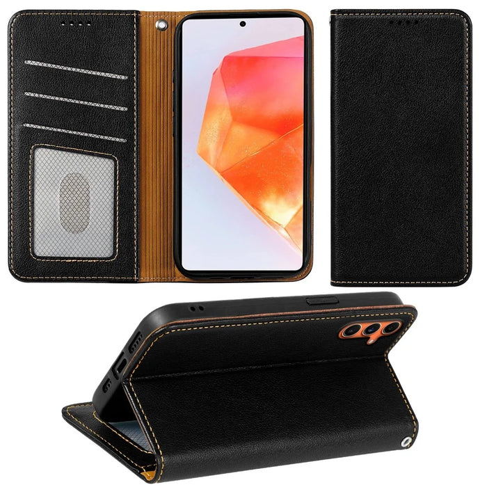 For Samsung Galaxy A36 5G Case Wallet RFID Blocking Leather Phone Cover Strong Magnetic Closure - Black - 4