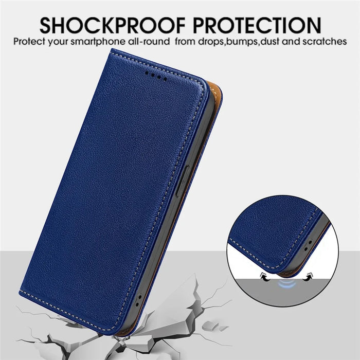 For Samsung Galaxy A55 5G Case Wallet RFID Blocking Leather Phone Cover Strong Magnetic Closure - Blue - 5