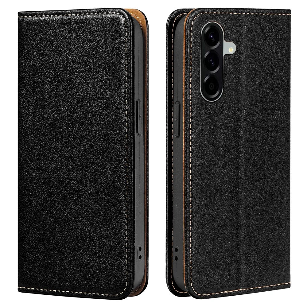 For Samsung Galaxy A56 5G Case Wallet RFID Blocking Leather Phone Cover Strong Magnetic Closure - Black - 1