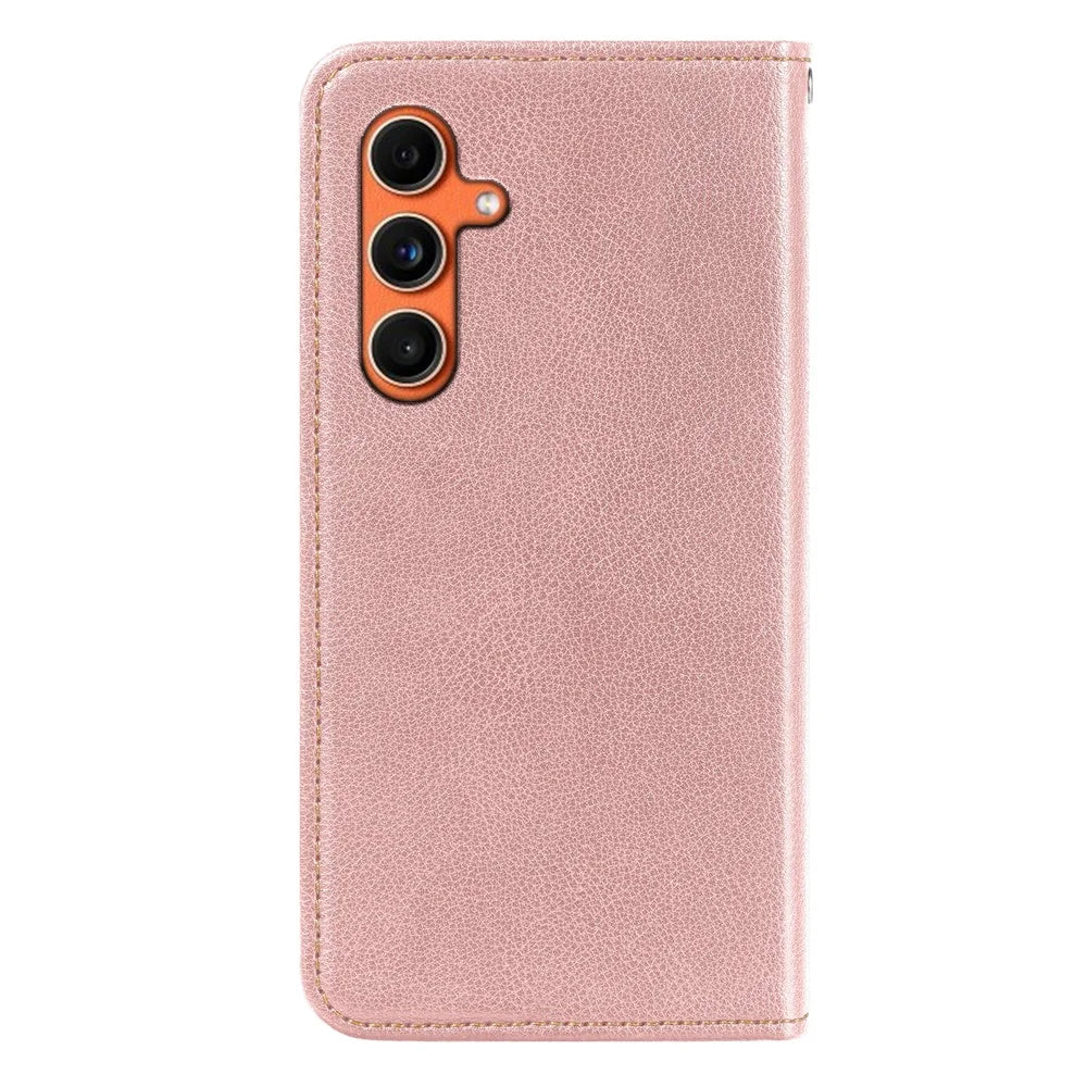 For Samsung Galaxy A25 5G (Global) (161.0mm) Case Wallet RFID Blocking Leather Phone Cover Strong Magnetic Closure - Rose Gold - 7