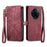 For Realme 14 Pro 5G Zipper Wallet Case Geometry Lines Leather Phone Cover with Strap - Red - 2