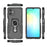 For Samsung Galaxy A06 4G Case Rotatable Ring Kickstand PC + TPU Shockproof Phone Cover - Black - 6