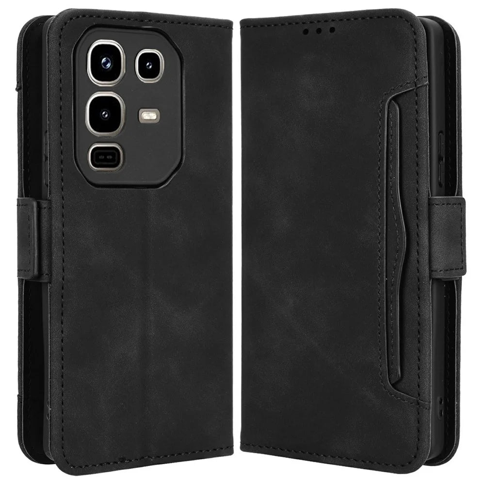 For Infinix Note 50 4G / Note 50 Pro 4G Case Wallet Leather Phone Cover with Multiple Card Slots - Black - 1