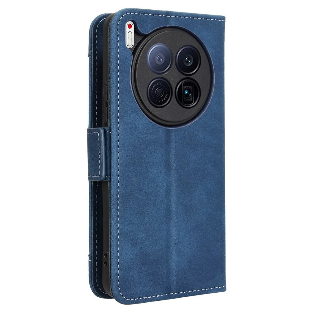 For TECNO Camon 40 Premier 5G Leather Case Phone Wallet Cover with Multiple Card Slots - Blue - 7