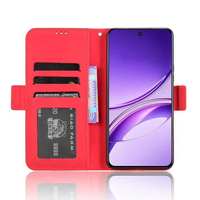 For vivo V50 Lite 5G  /  4G Leather Case Phone Wallet Cover with Multiple Card Slots - Red - 2