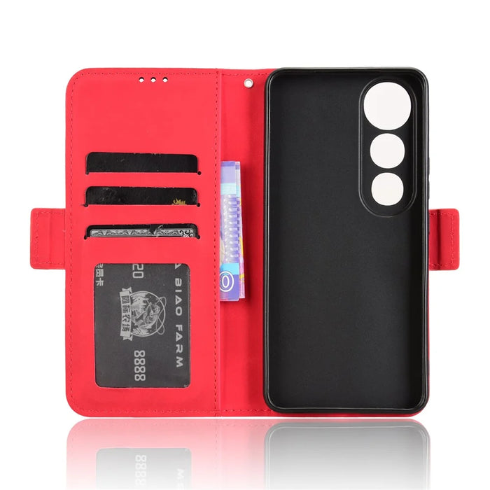 For vivo V50 Lite 5G  /  4G Leather Case Phone Wallet Cover with Multiple Card Slots - Red - 4
