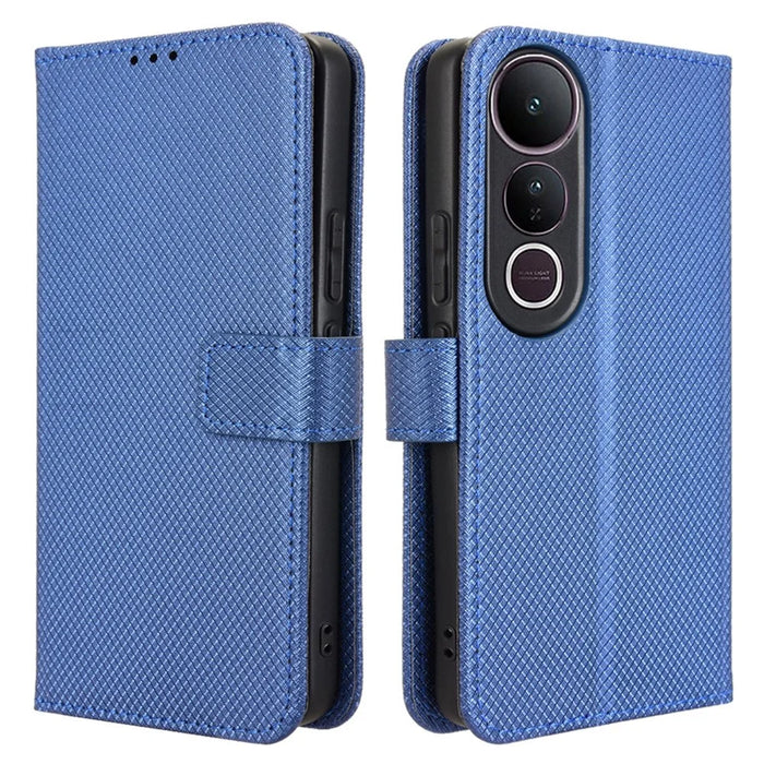 For vivo V50 Lite 5G  /  4G Case PU Leather Diamond Texture Wallet Phone Cover - Blue - 1
