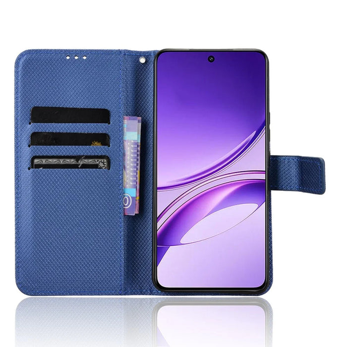 For vivo V50 Lite 5G  /  4G Case PU Leather Diamond Texture Wallet Phone Cover - Blue - 2