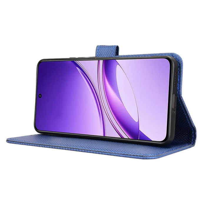 For vivo V50 Lite 5G  /  4G Case PU Leather Diamond Texture Wallet Phone Cover - Blue - 3