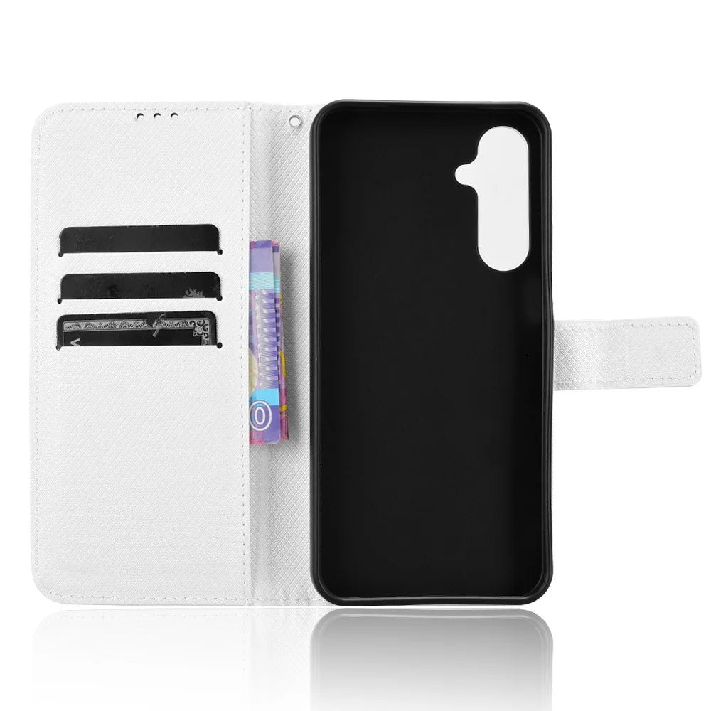 For Samsung Galaxy M16 5G  /  F16 5G Case PU Leather Diamond Texture Wallet Phone Cover - White - 4