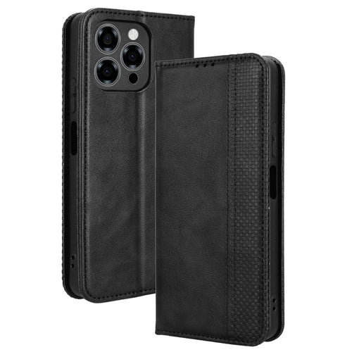 For Doogee Note 58 Pro  /  Note 58 Case Wallet Stand Retro Texture Leather Phone Cover - Black - 1