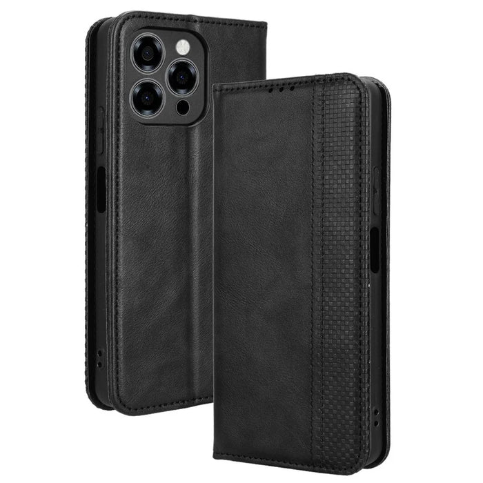 For Doogee Note 58 Pro  /  Note 58 Case Wallet Stand Retro Texture Leather Phone Cover - Black - 1
