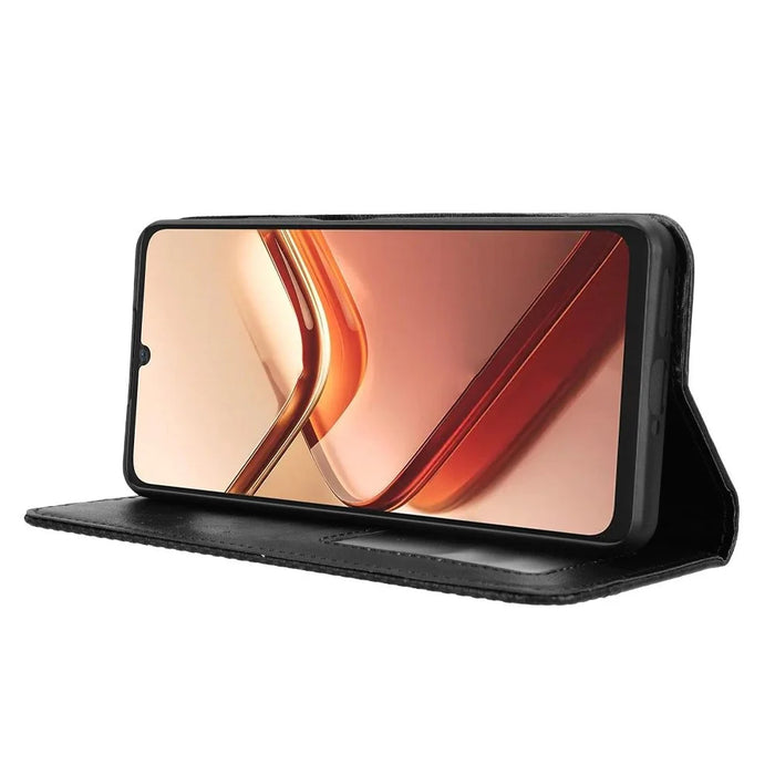 For Doogee Note 58 Pro  /  Note 58 Case Wallet Stand Retro Texture Leather Phone Cover - Black - 3