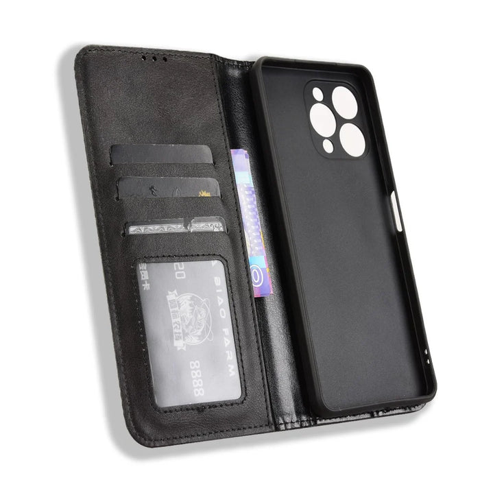For Doogee Note 58 Pro  /  Note 58 Case Wallet Stand Retro Texture Leather Phone Cover - Black - 4