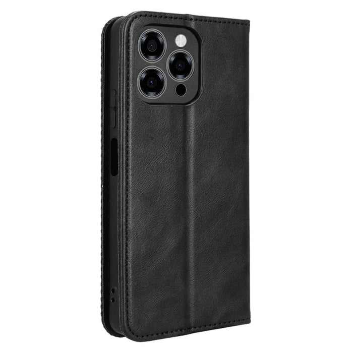 For Doogee Note 58 Pro  /  Note 58 Case Wallet Stand Retro Texture Leather Phone Cover - Black - 7