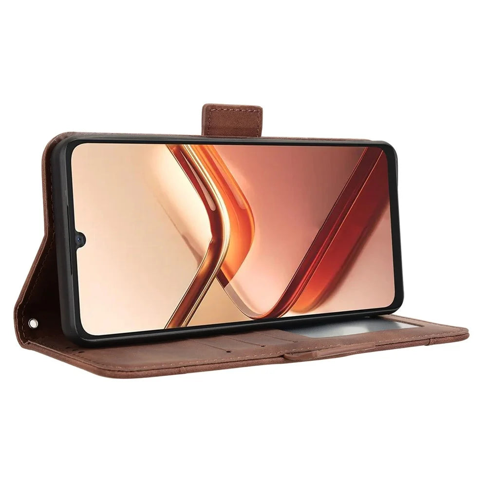 For Doogee Note 58 Pro  /  Note 58 Leather Case Phone Wallet Cover with Multiple Card Slots - Brown - 3