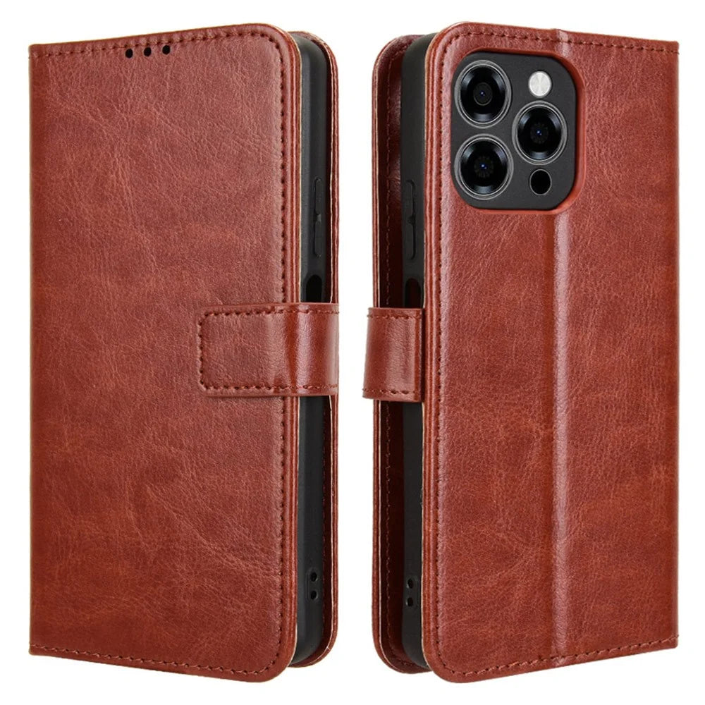 For Doogee Note 58 Pro  /  Note 58 Case Crazy Horse Texture PU Leather Phone Wallet Cover - Brown - 1