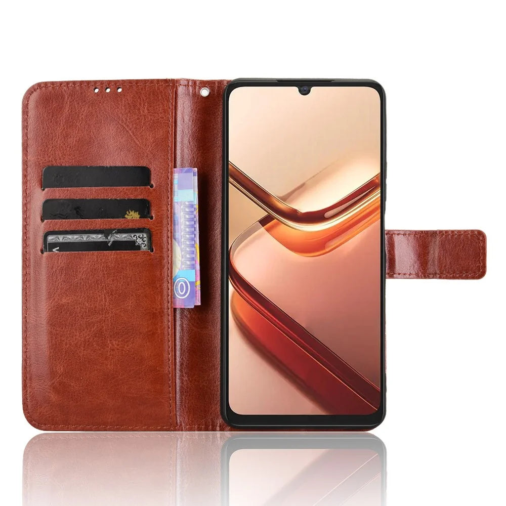 For Doogee Note 58 Pro  /  Note 58 Case Crazy Horse Texture PU Leather Phone Wallet Cover - Brown - 2