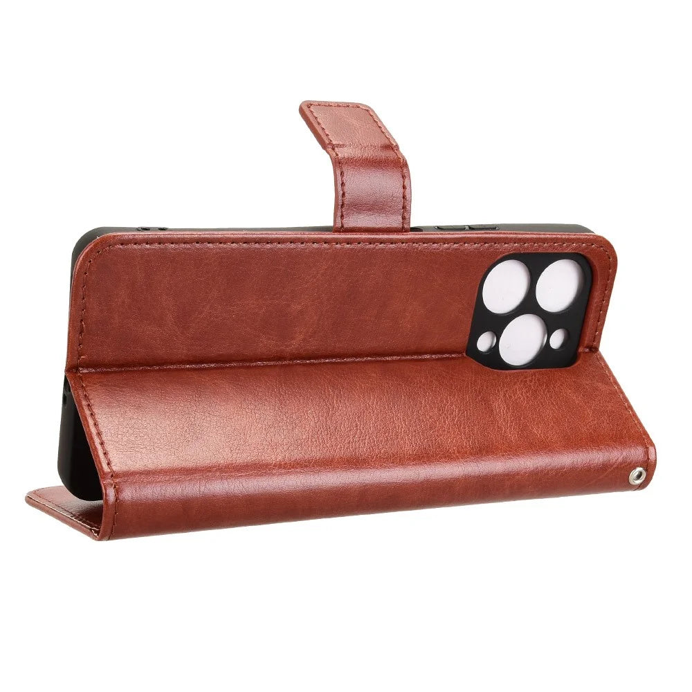 For Doogee Note 58 Pro  /  Note 58 Case Crazy Horse Texture PU Leather Phone Wallet Cover - Brown - 3