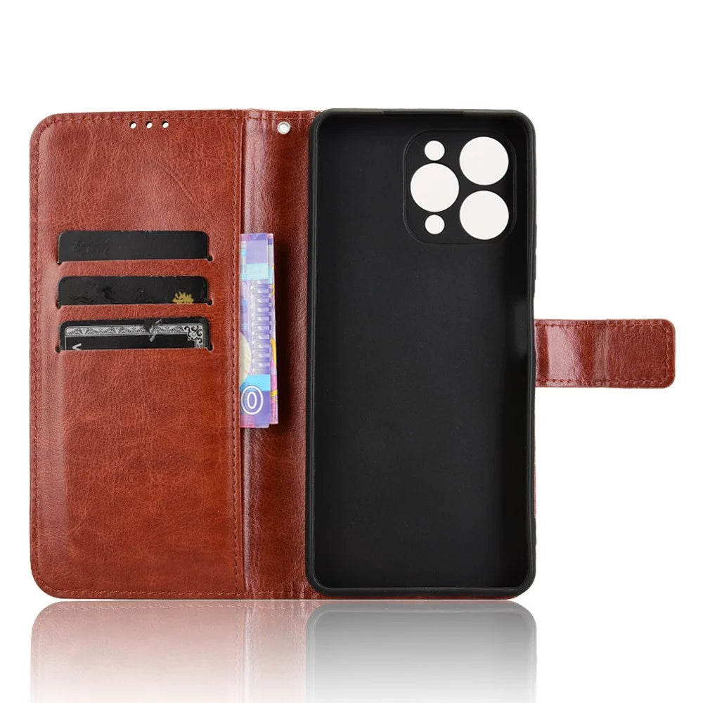 For Doogee Note 58 Pro  /  Note 58 Case Crazy Horse Texture PU Leather Phone Wallet Cover - Brown - 4