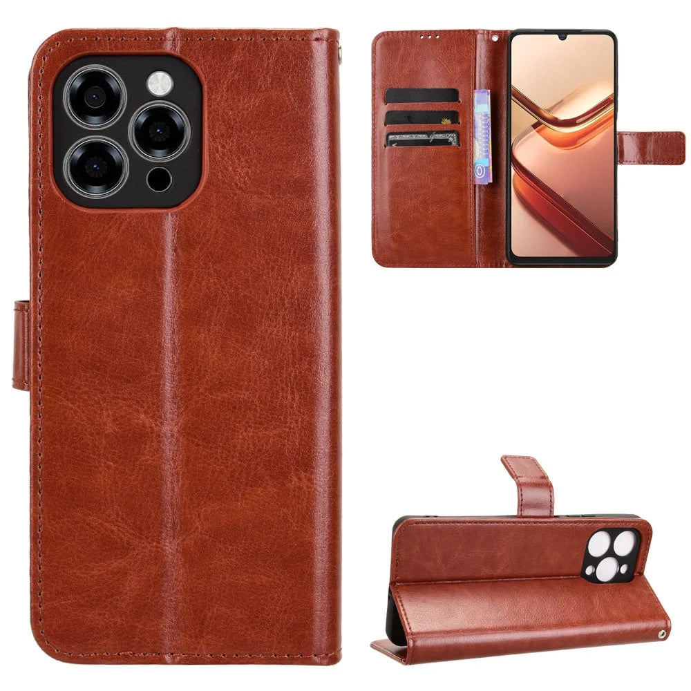 For Doogee Note 58 Pro  /  Note 58 Case Crazy Horse Texture PU Leather Phone Wallet Cover - Brown - 5