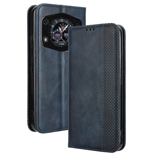 For Cubot A30 Case Wallet Stand Retro Texture Leather Phone Cover - Blue - 1