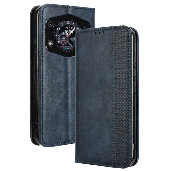 For Cubot A30 Case Wallet Stand Retro Texture Leather Phone Cover - Blue - 1