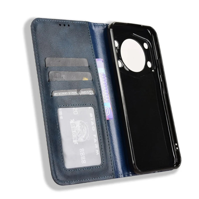 For Cubot A30 Case Wallet Stand Retro Texture Leather Phone Cover - Blue - 4