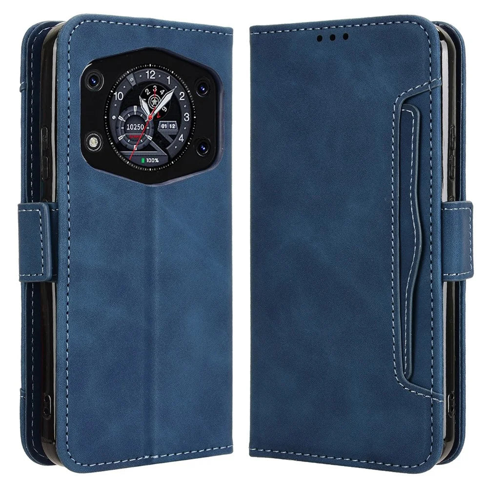 For Cubot A30 Leather Case Phone Wallet Cover with Multiple Card Slots - Blue - 1