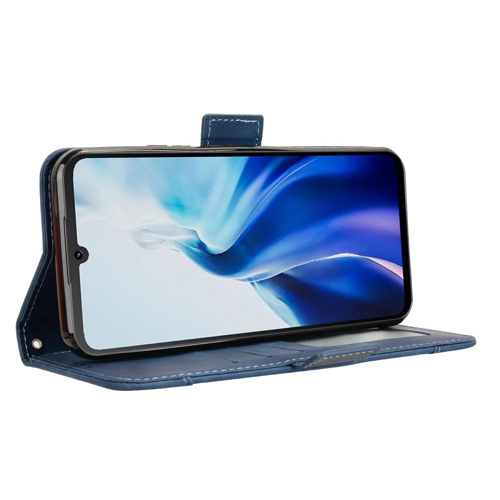 For Cubot A30 Leather Case Phone Wallet Cover with Multiple Card Slots - Blue - 3