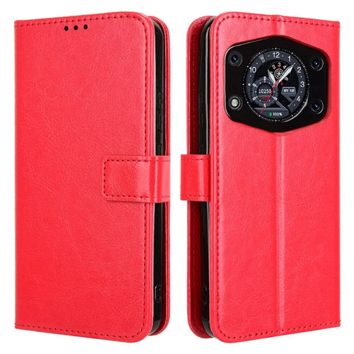 For Cubot A30 Case Crazy Horse Texture PU Leather Phone Wallet Cover - Red - 1