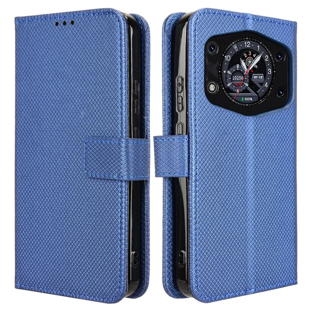 For Cubot A30 Case PU Leather Diamond Texture Wallet Phone Cover - Blue - 1