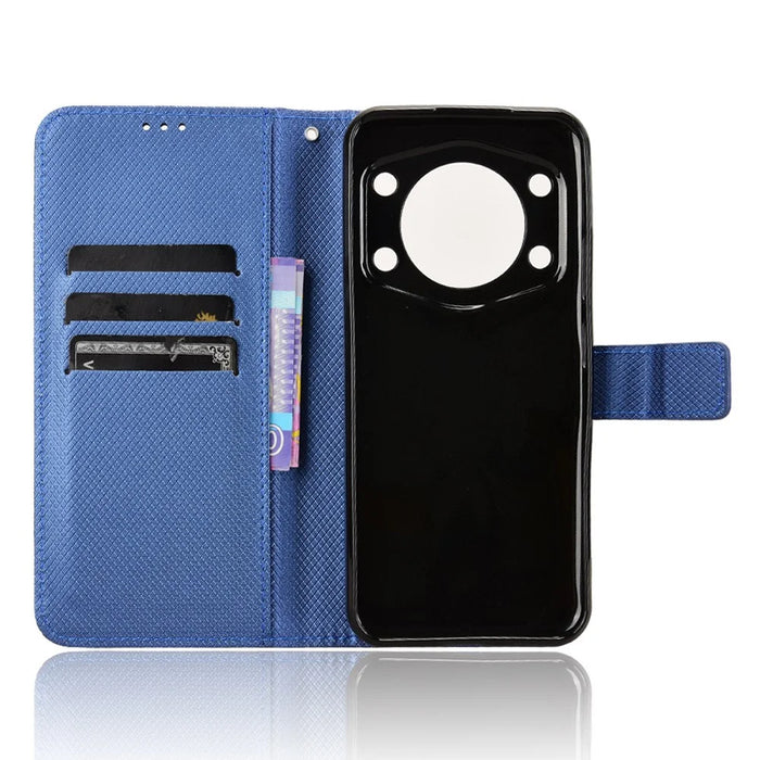 For Cubot A30 Case PU Leather Diamond Texture Wallet Phone Cover - Blue - 4