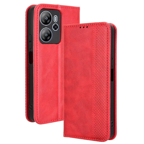 For Blackview Oscal Tiger 13 Case Wallet Stand Retro Texture Leather Phone Cover - Red - 1