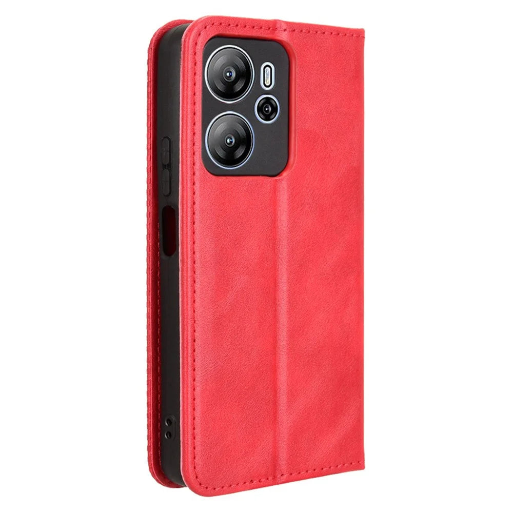 For Blackview Oscal Tiger 13 Case Wallet Stand Retro Texture Leather Phone Cover - Red - 7