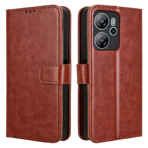 For Blackview Oscal Tiger 13 Case Crazy Horse Texture PU Leather Phone Wallet Cover - Brown - 1