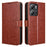 For Blackview Oscal Tiger 13 Case Crazy Horse Texture PU Leather Phone Wallet Cover - Brown - 1