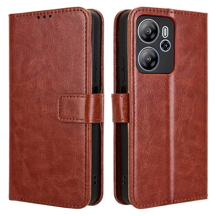 For Blackview Oscal Tiger 13 Case Crazy Horse Texture PU Leather Phone Wallet Cover - Brown - 1