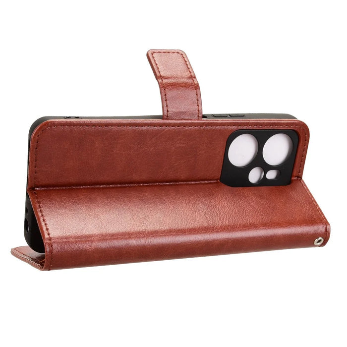 For Blackview Oscal Tiger 13 Case Crazy Horse Texture PU Leather Phone Wallet Cover - Brown - 3