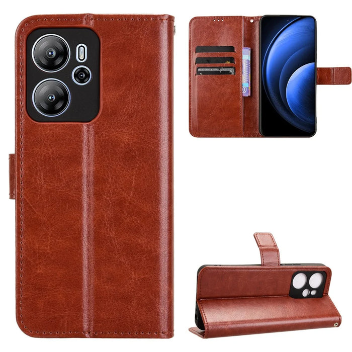 For Blackview Oscal Tiger 13 Case Crazy Horse Texture PU Leather Phone Wallet Cover - Brown - 5