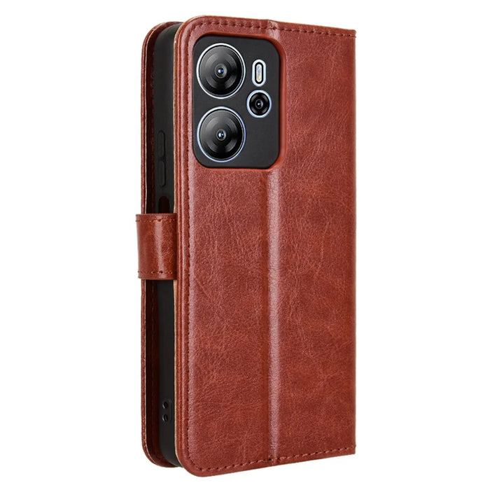 For Blackview Oscal Tiger 13 Case Crazy Horse Texture PU Leather Phone Wallet Cover - Brown - 7