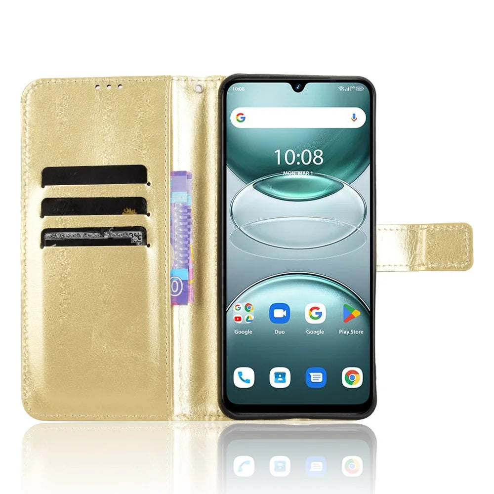PU Leather Case For Umidigi G100  /  G100 5G  /  G100A Crazy Horse Texture Phone Wallet Cover - Gold - 2