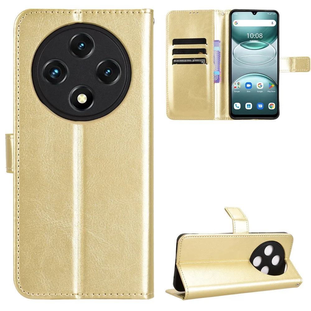 PU Leather Case For Umidigi G100  /  G100 5G  /  G100A Crazy Horse Texture Phone Wallet Cover - Gold - 5