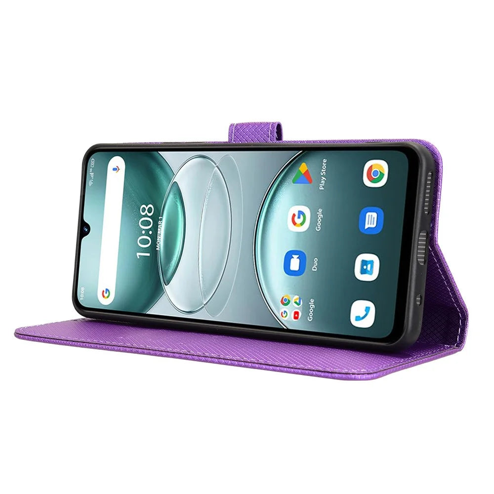PU Leather Case For Umidigi G100  /  G100 5G  /  G100A Diamond Texture Wallet Phone Cover - Purple - 3