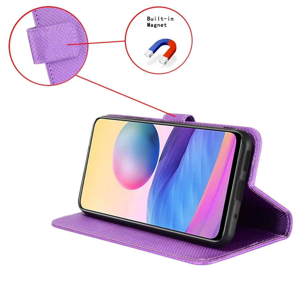 PU Leather Case For Umidigi G100  /  G100 5G  /  G100A Diamond Texture Wallet Phone Cover - Purple - 5