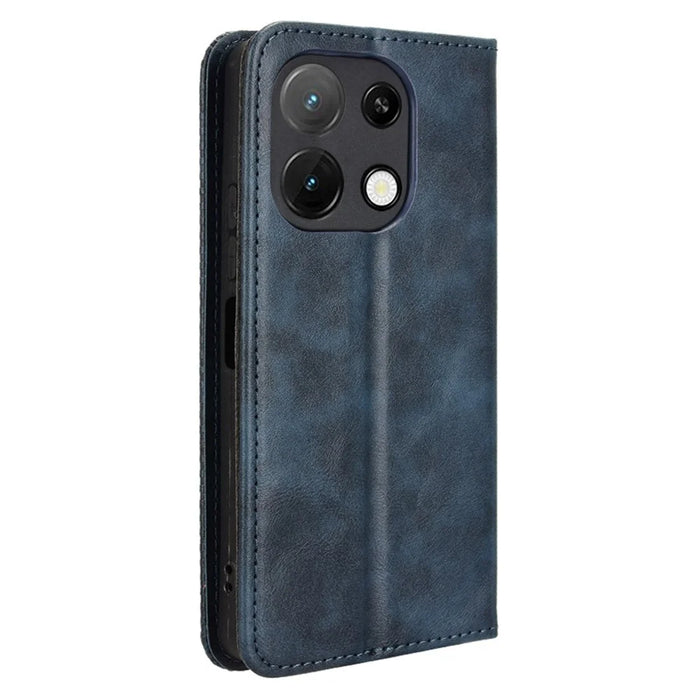 Leather Case For Umidigi Note 100  /  Note 100 5G  /  Note 100A Wallet Stand Retro Texture Phone Cover - Blue - 7