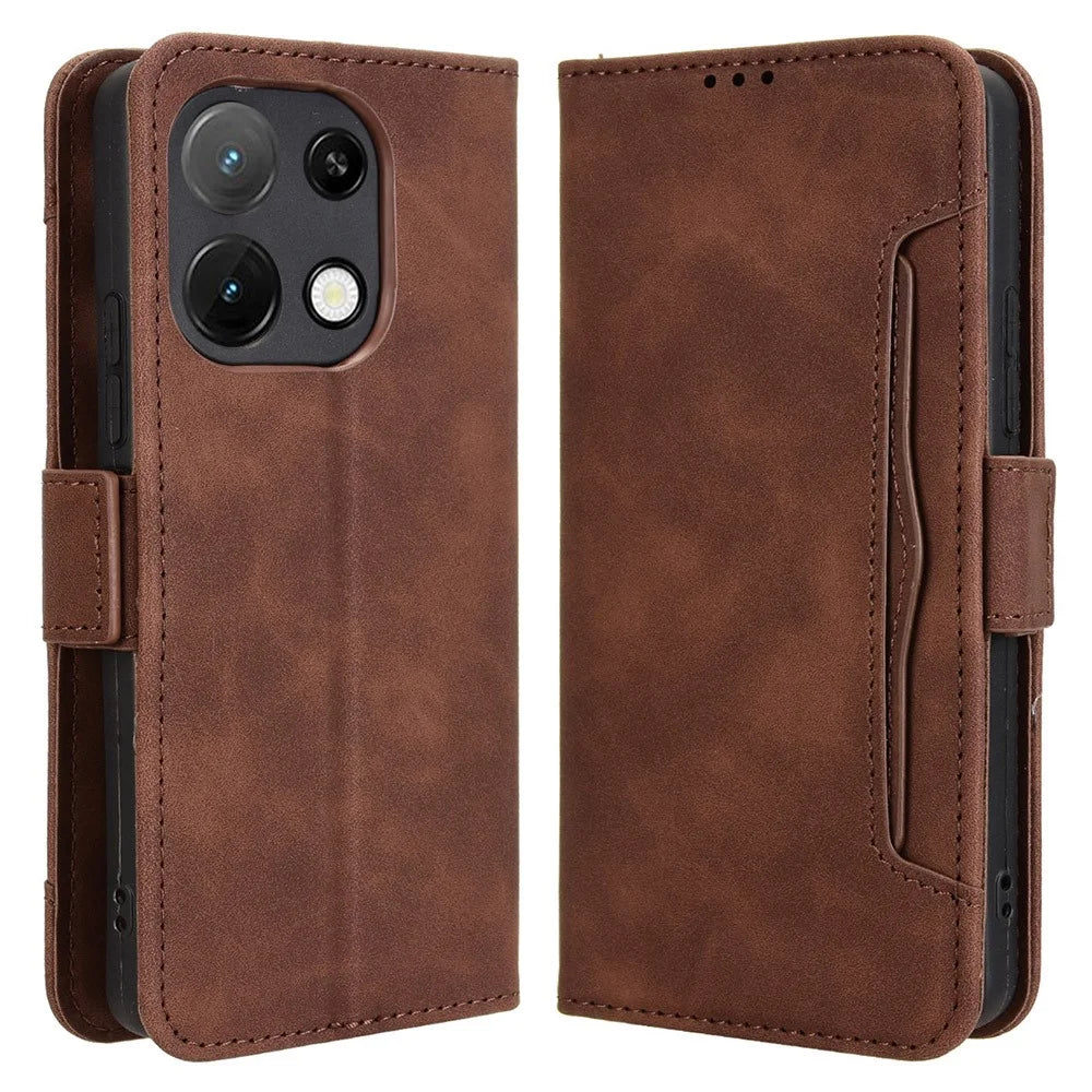 Leather Case For Umidigi Note 100  /  Note 100 5G  /  Note 100A Phone Wallet Cover with Multiple Card Slots - Brown - 1