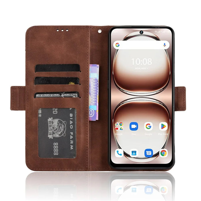 Leather Case For Umidigi Note 100  /  Note 100 5G  /  Note 100A Phone Wallet Cover with Multiple Card Slots - Brown - 2